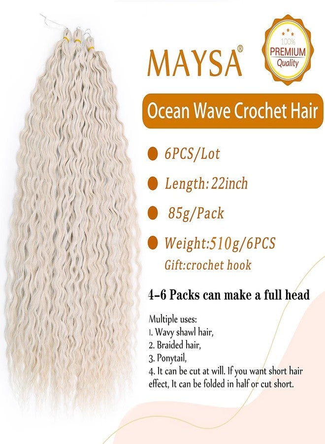 MAYSA Ocean Wave Crochet Hair 22inch Curly Braiding Synthetic Deep Wavy Crochet Hair Extensions 6packs #56C Platinum Blonde - Image 2